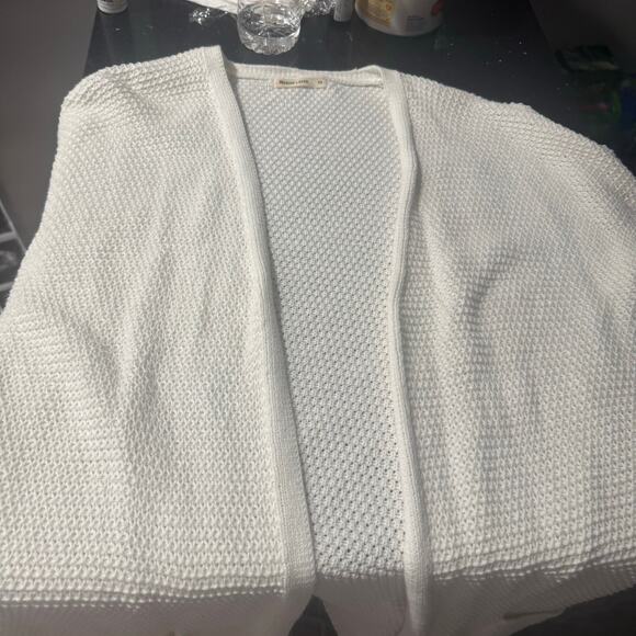 Marine Layer Womens XS Open Front Cotton Cardigan Sweater White Textured Knit - Picture 5 of 11